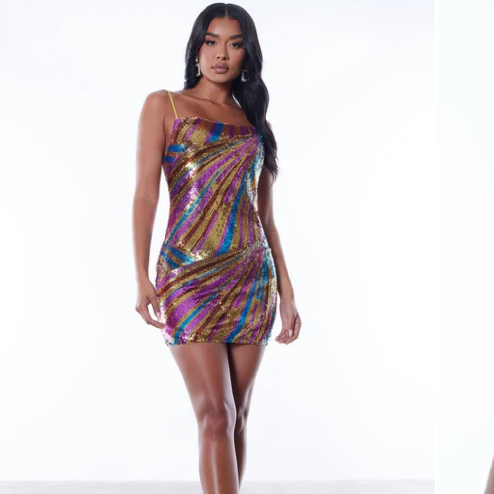FASHION NOVA LUXE Jina Sequin Mini Dress - Multi Color Dress - Picture 4 of 10